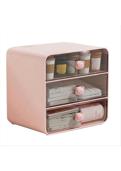 3 Katman Makyaj Organizatör Tutucu Kozmetik Saklama Kutusu Banyo Tezgah Organizatörü Drawers Pink-A ile Masa Organizatörü (Yurt Dışından)
