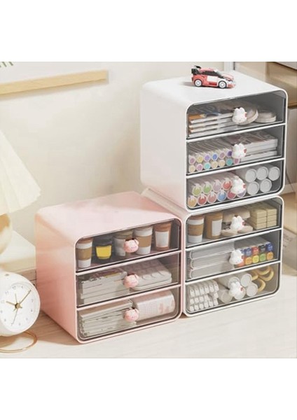 3 Katman Makyaj Organizatör Tutucu Kozmetik Saklama Kutusu Banyo Tezgah Organizatörü Drawers Pink-A ile Masa Organizatörü (Yurt Dışından) fırsatları
