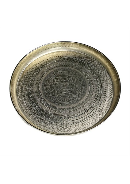 Yuvarlak Tepsi 13 Inç-Hizmet Veren Tepsi Lüks Dekoratif Tepsi Sehpa Tepsisi Takı Tepsisi Altın (Yurt Dışından)