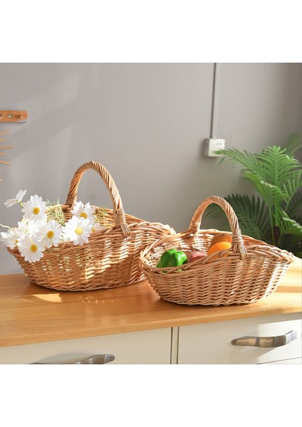Willow Meyve Piknik Sepeti Rattan Yumurta Sepeti Mutfak Depolama Sepeti Bambu Taşınabilir Sebze Sepet Depolama Sepeti S (Yurt Dışından) indirimleri