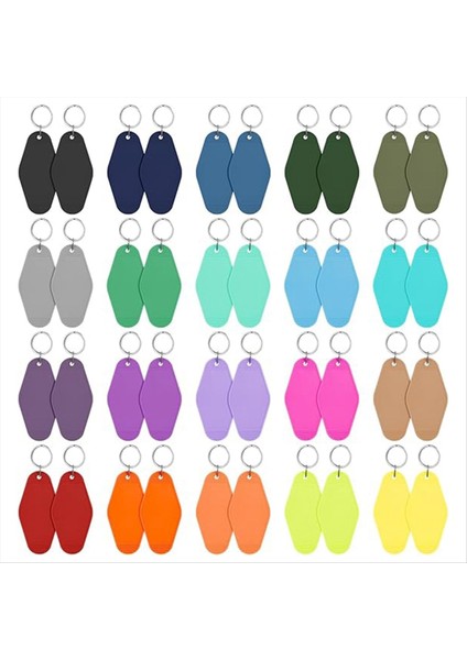 40 Pcs Otel Anahtarlık Boş Anahtar Yüzük 20 Renk Plastik Rhombus Motel Dıy Anahtarlık ve Bagaj Etiketi Için (Yurt Dışından)