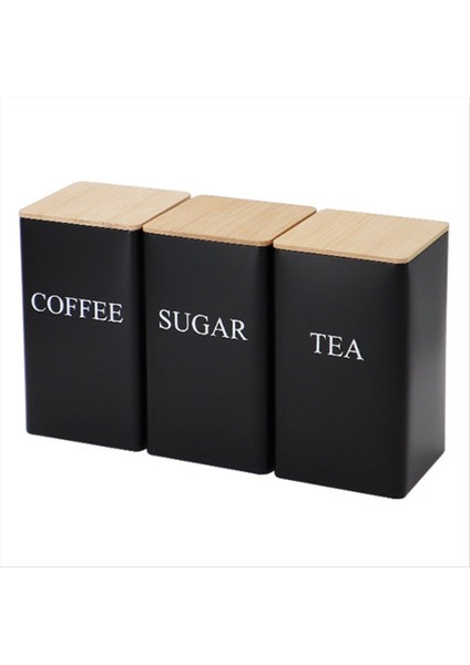 3pcs Üç Parçalı Mühürlü Kutular Yaratıcı Basit Stil Bambu Kapak Demir Çay Sağıda Saklatın Kahve Çekirdek Meydanı Siyah (Yurt Dışından)