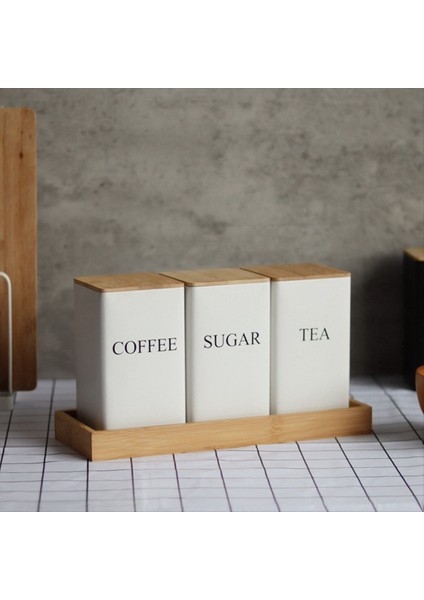 3pcs Üç Parçalı Mühürlü Kutular Yaratıcı Basit Stil Bambu Kapak Demir Çay Sağıda Saklatın Kahve Çekirdek Meydanı Siyah (Yurt Dışından) fırsatları