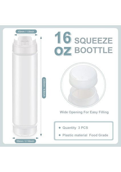 6 Adet 16 Oz Ters Plastik Sıkma Şişeleri Doldurulabilir Uç Büyük Valf Dağıtıcı Çeşni Soslar Için Şişe Şişesi (Yurt Dışından) fırsatları