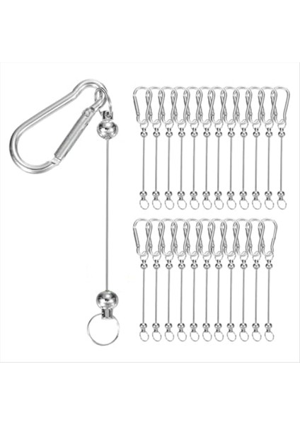 Boncuklu Anahtarlık Çubukları 24 Pcs Metal Boncuklu Anahtar Kezleri Boşluklar Toplu Yapım Malzemeleri Snap Hook Gümüş (Yurt Dışından)