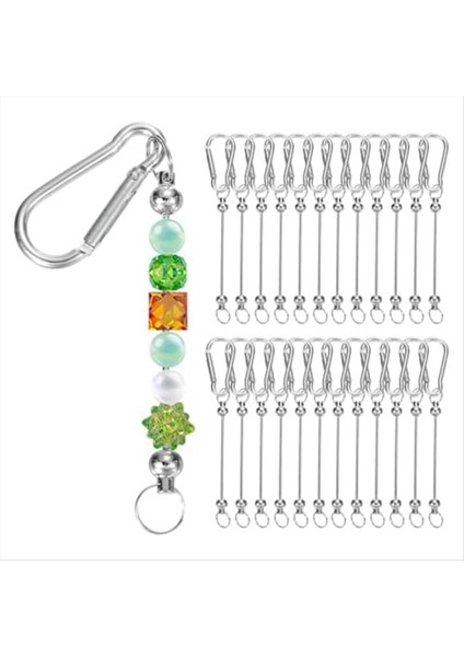 Boncuklu Anahtarlık Çubukları 24 Pcs Metal Boncuklu Anahtar Kezleri Boşluklar Toplu Yapım Malzemeleri Snap Hook Gümüş (Yurt Dışından) fiyatları