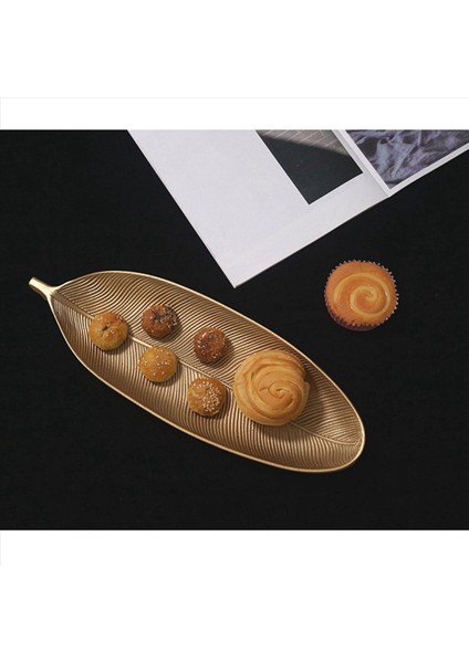 6x Iskandinav Dekoratif Tepsisi Altın Yapraklar Şekil Servis Tepsisi Takı Palet Meyve Atışosu Tablo Depolama Organizatör (Küçük) (Yurt Dışından) modelleri