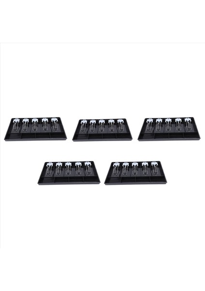 5x 5-Grid Para Nakit Para Kayıt Kayıt Ekleme Tepsisi Değiştirme Kasiyer Çekmecesi Depolama Kayıt Tepsi Kutusu Sınıflandırma Mağazası (Yurt Dışından)