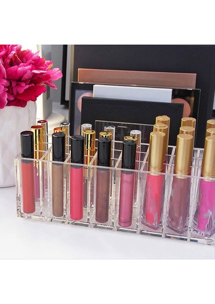 24 Izgara Ruj Saklama Kutusu Dudak Parlatıcı Konteyner Ojeli Saklama Kutusu Makyaj Rafı Kozmetik Ekran Stand (Yurt Dışından) fırsatları