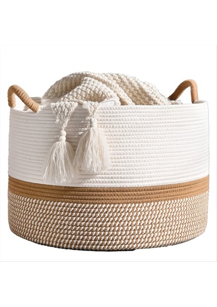 Büyük Pamuklu Ip Battaniye Sepeti Depolama Çamaşır Kreş Katlanabilir Depolama Sepeti Kirli Giysiler Sepeti (Yurt Dışından)