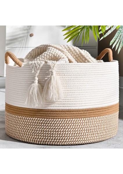 Büyük Pamuklu Ip Battaniye Sepeti Depolama Çamaşır Kreş Katlanabilir Depolama Sepeti Kirli Giysiler Sepeti (Yurt Dışından) fiyatları