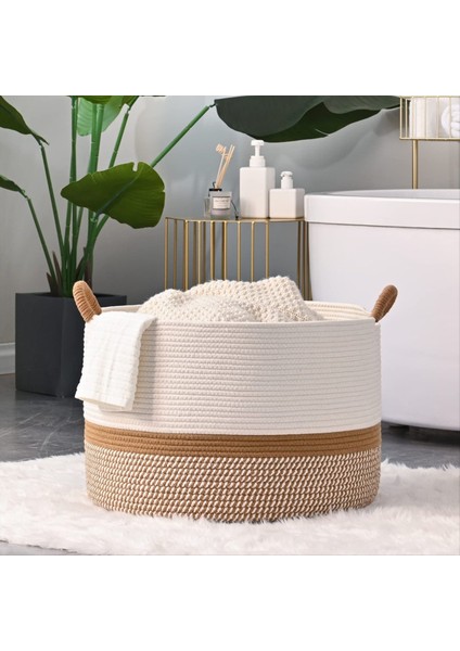 Büyük Pamuklu Ip Battaniye Sepeti Depolama Çamaşır Kreş Katlanabilir Depolama Sepeti Kirli Giysiler Sepeti (Yurt Dışından) modelleri