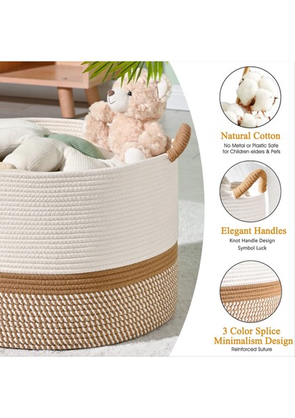 Büyük Pamuklu Ip Battaniye Sepeti Depolama Çamaşır Kreş Katlanabilir Depolama Sepeti Kirli Giysiler Sepeti (Yurt Dışından) fırsatları