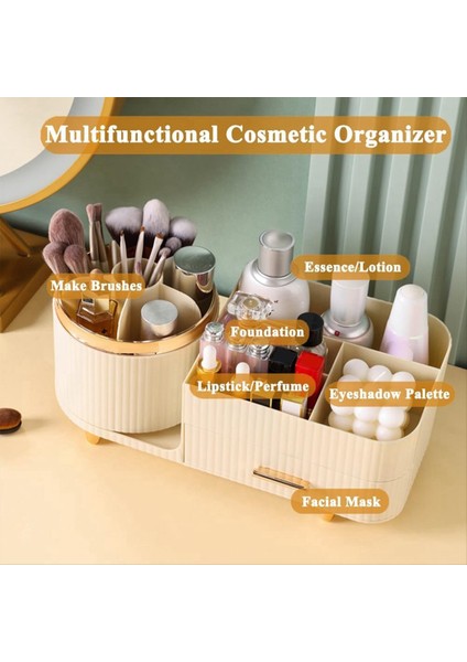 Makyaj Organizatör Tezgahı Çekmeceli Tezgah 360 Dönen Makyaj Fırçası Tutucu Kapasite Cilt Bakımı Organizatör Vanity Için (Yurt Dışından) fırsatları