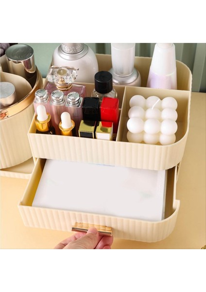 Makyaj Organizatör Tezgahı Çekmeceli Tezgah 360 Dönen Makyaj Fırçası Tutucu Kapasite Cilt Bakımı Organizatör Vanity Için (Yurt Dışından) indirimleri