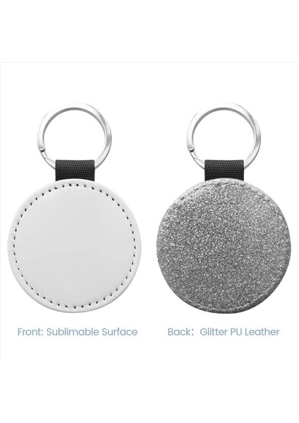 50 Paket Süblimasyon Boşlukları Anahtarlık Pu Deri Deri Anahtarlık Dıy Isı Transferi Keyasyonu (Gümüş Yuvarlak) (Yurt Dışından) indirimleri