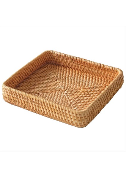 Rattan Servis Tepsisi Kare Dokuma Tepsi Hasır Depolama Sepeti Organize Için Kare Hasır Sepetler Hasır Servis Sepetleri (Yurt Dışından)