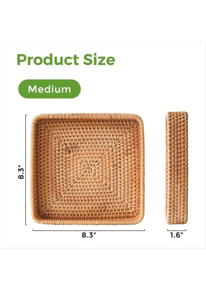 Rattan Servis Tepsisi Kare Dokuma Tepsi Hasır Depolama Sepeti Organize Için Kare Hasır Sepetler Hasır Servis Sepetleri (Yurt Dışından) fiyatları