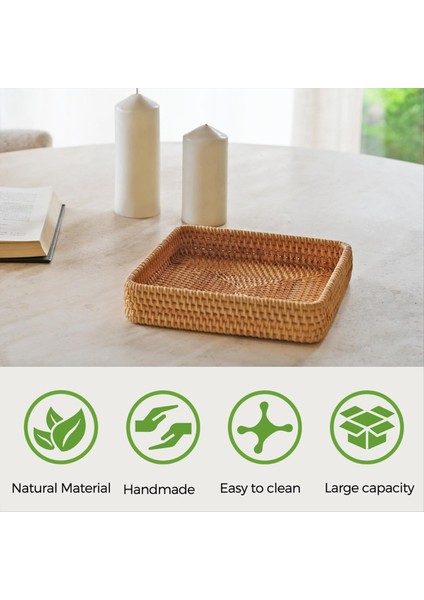 Rattan Servis Tepsisi Kare Dokuma Tepsi Hasır Depolama Sepeti Organize Için Kare Hasır Sepetler Hasır Servis Sepetleri (Yurt Dışından) modelleri