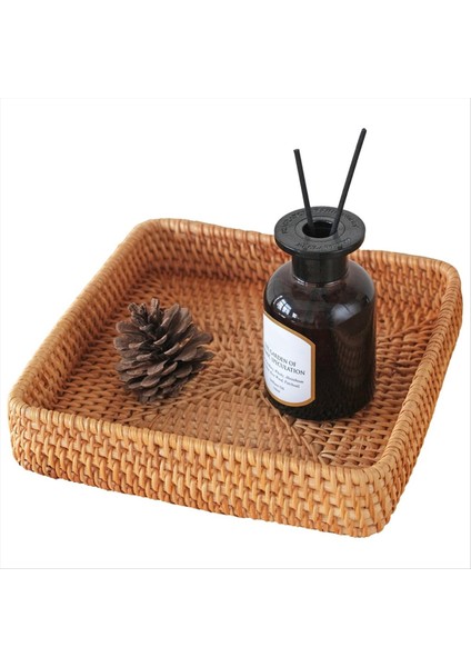 Rattan Servis Tepsisi Kare Dokuma Tepsi Hasır Depolama Sepeti Organize Için Kare Hasır Sepetler Hasır Servis Sepetleri (Yurt Dışından) indirimleri