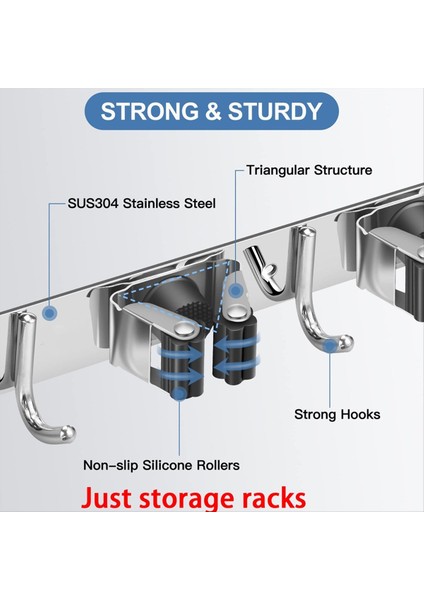 Süpürge Tutucu Mop Askı Duvar Montajı Metal Organizasyon Garaj Depolama Sistemi Bahçe Mutfak Aracı Organizatör (Yurt Dışından) modelleri