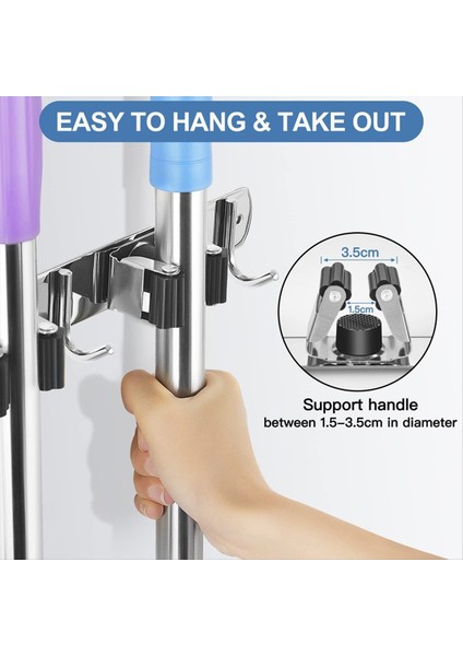 Süpürge Tutucu Mop Askı Duvar Montajı Metal Organizasyon Garaj Depolama Sistemi Bahçe Mutfak Aracı Organizatör (Yurt Dışından) fırsatları