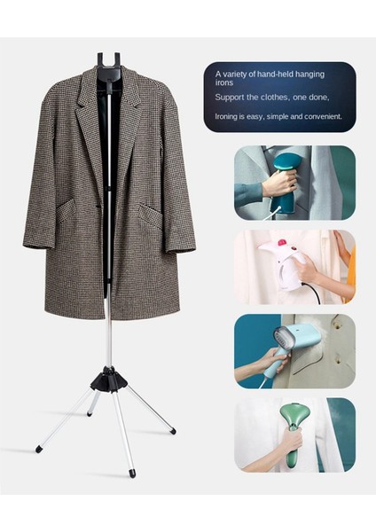 Ev Zemin Asılı Ütü Rafı Ekran Raf Giysisi Askı Kıyafetleri Katlanabilir Tripod Buhar Askısı Siyah (Yurt Dışından) indirimleri