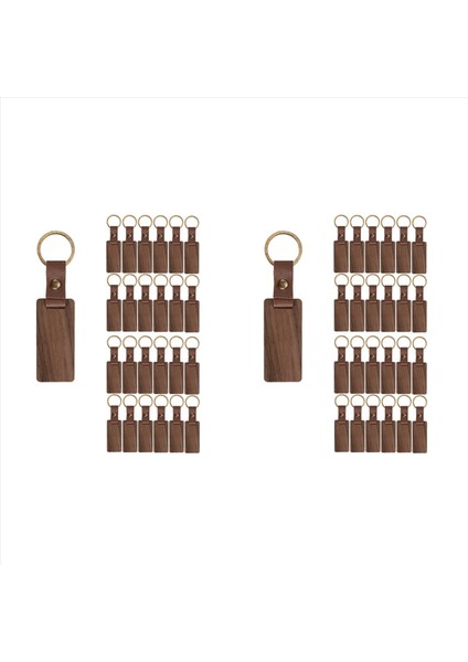 50 Adet Deri Ahşap Anahtarlık Boş Ahşap Anahtarlık Boşlukları Deri Kayış Bitmemiş Ahşap Anahtarlıklar (Yurt Dışından)