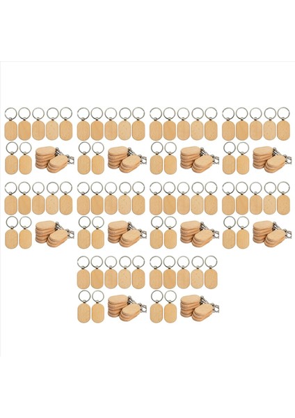 Boş Ahşap Anahtar Etiketi Dıy Ahşap Anahtar Zincirleri Anahtar Ahşap Gravür Boşluklar 200 Paket (Yurt Dışından)