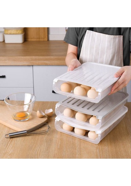 Otomatik Yuvarlanan Yumurta Kutusu Buzdolabı Daha Net Yumurta Sepeti Saklama Konteyneri Mutfak Saklama Kutusu Beyaz (Yurt Dışından) fiyatları