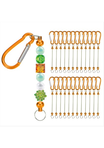 Boncuklu Anahtarlık Çubukları 24 Pcs Metal Boncuklu Anahtar Kezleri Boşluklar Toplu Yapım Malzemeleri Snap Hook Portakallı (Yurt Dışından) modelleri