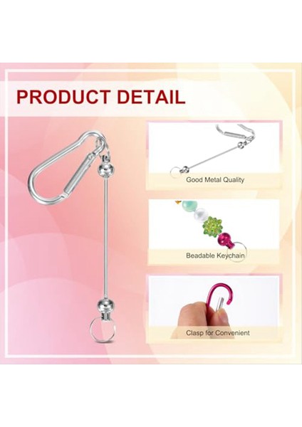 Boncuklu Anahtarlık Çubukları 24 Pcs Metal Boncuklu Anahtar Kezleri Boşluklar Toplu Yapım Malzemeleri Snap Hook Gümüş (Yurt Dışından) fırsatları