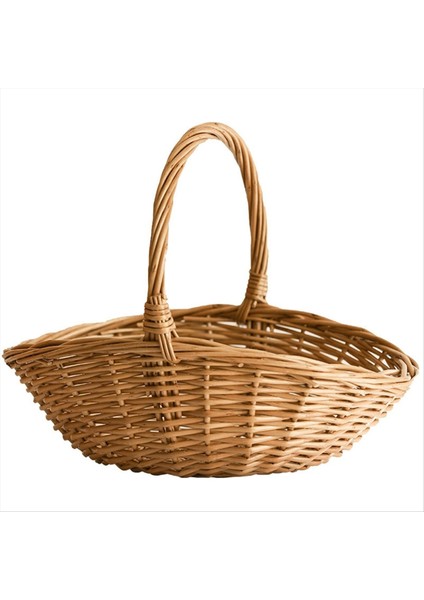 Saplı Hasır Sepet Hasır Alışveriş Sepeti Engel Sepeti Piknik Sepetleri Mutfak Depolama Sepeti- Büyük (Yurt Dışından)