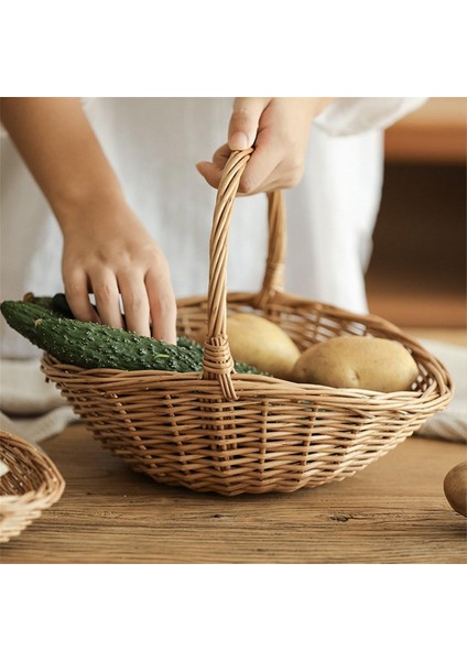 Saplı Hasır Sepet Hasır Alışveriş Sepeti Engel Sepeti Piknik Sepetleri Mutfak Depolama Sepeti- Büyük (Yurt Dışından) modelleri