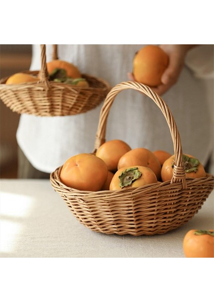 Saplı Hasır Sepet Hasır Alışveriş Sepeti Engel Sepeti Piknik Sepetleri Mutfak Depolama Sepeti- Büyük (Yurt Dışından) fırsatları