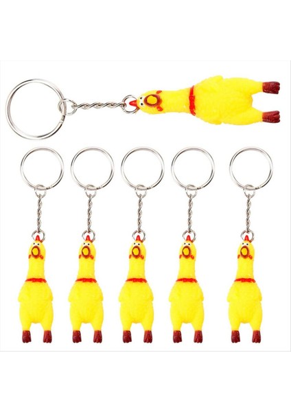 6 Paket Tavuk Anahtarı Mini Kauçuk Squeeze Çığlıklar Için Tavuk Oyuncak Kolyesi Anahtarlık Çantalar Için (Yurt Dışından)