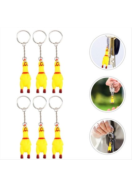 6 Paket Tavuk Anahtarı Mini Kauçuk Squeeze Çığlıklar Için Tavuk Oyuncak Kolyesi Anahtarlık Çantalar Için (Yurt Dışından) fiyatları