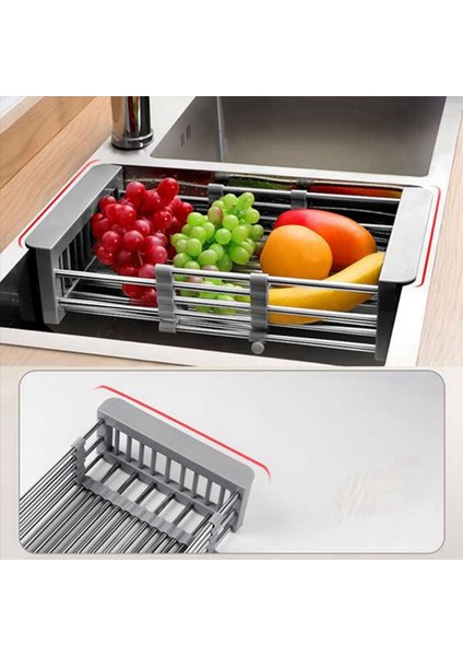 2x Ayarlanabilir Teleskopik Mutfak Ekleme Depolama Organizatörü Lavabo Yemek Kurutucu Raf Sebze Tepsisi Tahliye-A (Yurt Dışından) fiyatları