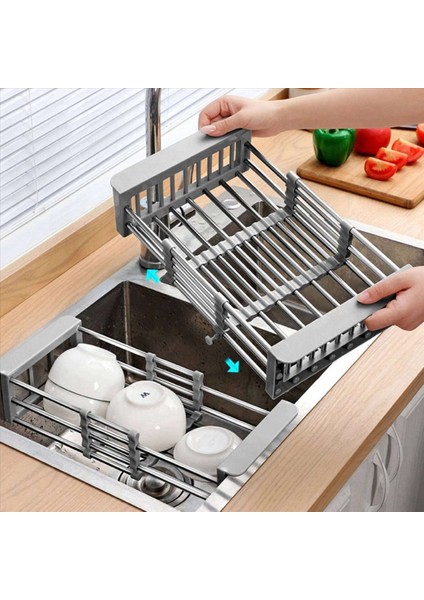 2x Ayarlanabilir Teleskopik Mutfak Ekleme Depolama Organizatörü Lavabo Yemek Kurutucu Raf Sebze Tepsisi Tahliye-A (Yurt Dışından) indirimleri