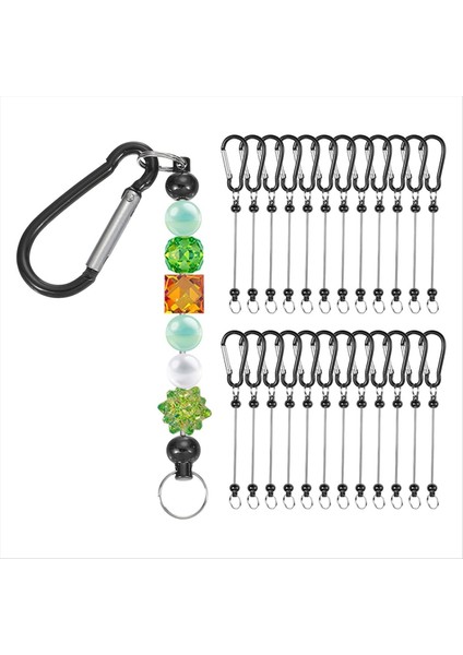 Boncuklu Anahtarlık Çubukları 24 Pcs Metal Boncuklu Anahtar Kezleri Boşluklar Toplu Yapım Malzemeleri Snap Hook Black ile (Yurt Dışından) modelleri