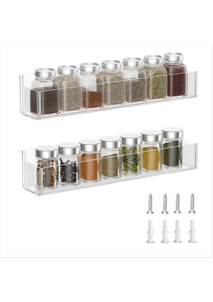 Akrilik Baharat Raf Duvar Montajı Akrilik Baharat Raf Organizatör Asılı Baharat Kavanlama Depolama Sahibi Temiz Raf Mutfak (Yurt Dışından)