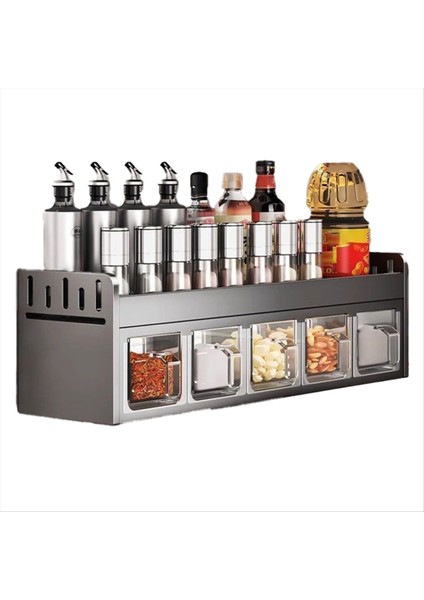 Duvara Monte Paslanmaz Çelik Baharat Rafı-Mutfak Baharatları Kavanozlar ve Organizatörler Için Çok Fonksiyonlu Depolama (Yurt Dışından)
