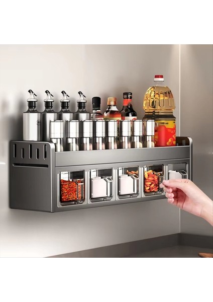 Duvara Monte Paslanmaz Çelik Baharat Rafı-Mutfak Baharatları Kavanozlar ve Organizatörler Için Çok Fonksiyonlu Depolama (Yurt Dışından) fırsatları