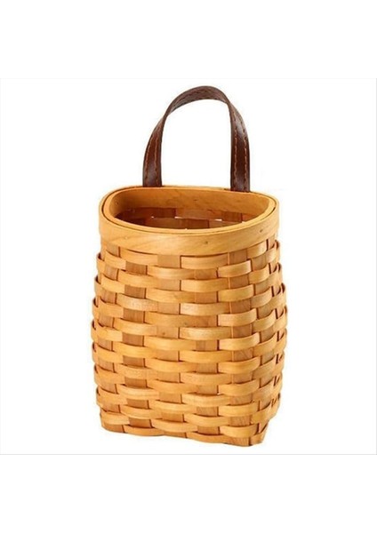 Ahşap Duvar Sepeti Masaüstü Meyve Atıştırmalık Saklama Kutusu Amerikan Pastoral Deri Kol El Yapımı Depolama Sepeti (Yurt Dışından)
