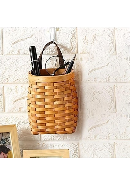 Ahşap Duvar Sepeti Masaüstü Meyve Atıştırmalık Saklama Kutusu Amerikan Pastoral Deri Kol El Yapımı Depolama Sepeti (Yurt Dışından) modelleri