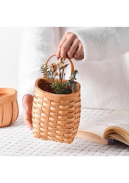 Ahşap Duvar Sepeti Masaüstü Meyve Atıştırmalık Saklama Kutusu Amerikan Pastoral Deri Kol El Yapımı Depolama Sepeti (Yurt Dışından) fırsatları