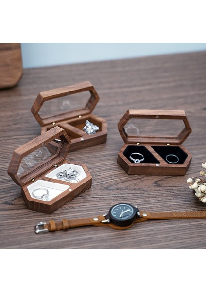 Ahşap Yüzük Kutusu 2slots Yüzük Tutucu Kutu Seyahat Yüzük Küpe Takı Depolama Günlük Organizatör Nişan Düğün Yüzük Kutusu A (Yurt Dışından) fırsatları