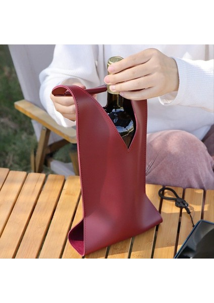 Deri Şarap Çantası Şarap Şişesi Tutucu El Çantası Çantası Noel Düğün Seyahat Doğum Günü C (Yurt Dışından) fiyatları
