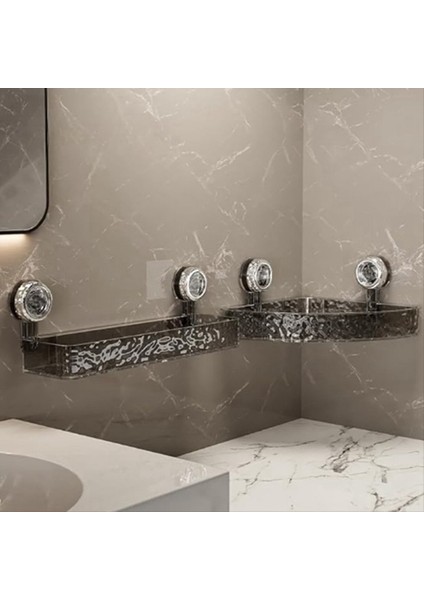 Çıkarın Hafif Lüks Tarzı Buzul Desen Vantuz Rafı Banyo Duş Organizatörü Şeffaf Uzun Stil (Yurt Dışından) fiyatları