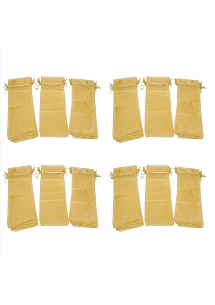 Ambalaj Organza Şarap Torbası Şeffaf Şişe Şişe Çantası Noel Drawstring Elbise ile Şarap Kapağı (Altın 120 Pcs) (Yurt Dışından)